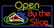 NEW OPEN BY THE SLICE" PIZZA 32x17 SOLID/ANIMATED LED SIGN W/CUSTOM OPTION 25570