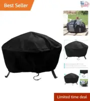 Heavy-Duty 58-Inch Round Fire Pit Cover with Drawstring Closure - Weather-Res...