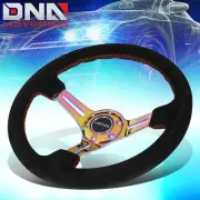 NRG RST-018S-MCRS 350MM 3"DEEP NEO CHROME SPOKE SUEDE RED STITCH STEERING WHEEL