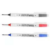 3 Pcs Deep Hole Marker Pens, Black/Red/Blue Ink Pen with Long Tip Double Head