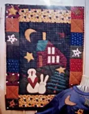 Snowman and rabbit On the Hillside folk art fusible applique quilt pattern