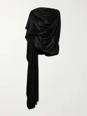 [Roksanda] Roksanda - Seraphine Asymmetric Cape-effect Draped Silk-satin Top - Black - UK 14 UK 14 Black