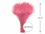 100 Pieces – Sweet Pink Bleached & Dyed Peacock Tail Eye Wholesale Feathers Bulk