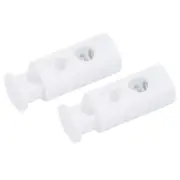 Spring Cord Locks 20pcs Plastic Double Hole Clips Stopper Toggle Rope End White