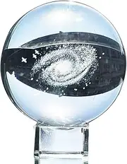 Waltz&F 60mm Galaxy Paperweight, Fengshui Crystal Ball Home Decorative Accessories, Full Sphere with Stand