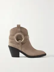 [SEE BY CHLOÉ] SEE BY CHLOÉ - Hana Embellished Suede Ankle Boots - Light brown - IT36 IT 36 Brown