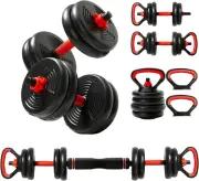 4-IN-1 10KG/15KG/20KG Weights Adjustable Dumbbells Set, Work as Dumbbell/Barbell