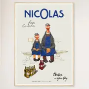 Galrie Nicolas Fine Bottles Vintage French Art Poster by Jules Isnard Dransy (1930) Home, Wood Frame, 50 x 70cm (20 x 28inch)