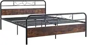 Foret Bed Frame Metal Queen Double King Single Full Size Modern Wooden Headboard Mattress Base Steel Bedroom SINGLE02