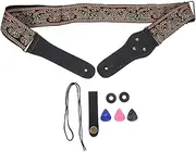 ERINGOGO 1 Set Guitar Strap with Accessories Durable Skin Friendly Belt for Electric and Bass Guitars present for Musicians Embroidery Design