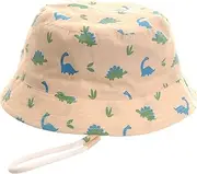 [Ziggle] Baby Sun Hat, Toddler Sun Hat, Boys Summer Bucket Hat with Chin Strap, Blue/Green Dinos (1-3 Years), blue, green, 1-3