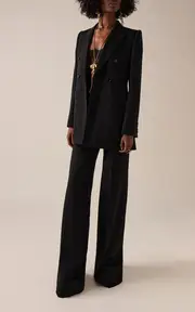 [Chloé] High-Rise Grain De Poudre Wool Wide-Leg Pants