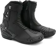 ChoCho Track Motorcycle Riding Boots for Men Leather Sole Sport Bikes Ankle Protective Motorcycle Shoes with Zipper Closure