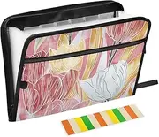 Customizable Document Folder 13 Pockets A4 Letter Size with Zipper Closure for Business Colorful Tulips Beautiful Flowers para guardar