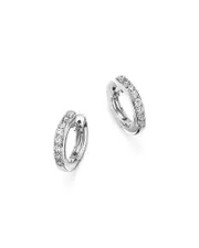 Diamond Mini Hoop Earrings in 14K White Gold, .15 ct. t. w.
