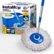 Bell + Howell 7.5 In. Microfiber Mop Head Wet Spin String Mop with Bucket System