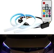 ZKFAR Pack-2 Car Headlight LED Strips, 23.6In RGB Multicolored Car Headlight Led Strip, Waterproof Car Headlight Surface Strip Tube Light Neon Turn Signal Lights DRL Switchback Light