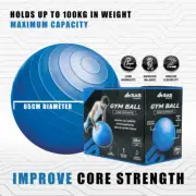 Exercise Gym Ball Blue Anti Slip Texture Balance Strength 65cm AU STOCK