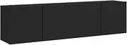 vidaXL Wall-Mounted TV Cabinets - Black - 2 Pieces - Engineered Wood - Space-Efficient Design - Ideal for Living Room - Assembly Required