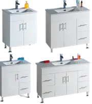 600-1200*460mm Bathroom Vanity White Freestanding On Legs With Handle Cabinet Only / Ceramic / Stone Top Available
