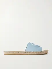 [Gucci] Gucci - Cutout Leather Espadrille Slides - Light blue - IT39 IT 39 Blue