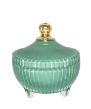 Elegance Gold Tip Series (Light Green/Gold #4070)(Empty Glass Wax Candle Jar)