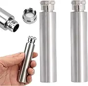 2PCS Stainless Steel Tube Hip Flask,1 Oz Hidden Flasks for Liquor for Men, Multifunctton Pocket Mini Small Pocket Flask,Cigar Shaped Pocket Drinking Tubular Bottle