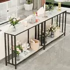 1.2M Long Marble Console Table Open Storage Shelf Sofa Behind Table Shatter-proo