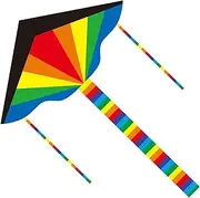 Colorful Rainbow Tailed Kite with Thickened Kite Handle and 100m Kite String - Family Outdoor Recreational Game Suitable for Beginners