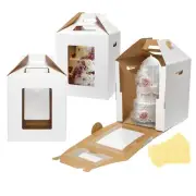 3 Pack Tall Cake Boxes for Tier Cakes 12x12x14 Inch Disposable Layer Tall Bak...
