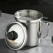 1.8L Oil Pot Filter Stainless Steel Strainer Container Cooking Storage Separator