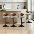 Oikiture Set of 4 Bar Stools Kitchen Gas Lift Swivel Chairs Stool Barstool Grey