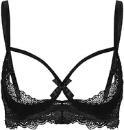 [GRRKDFQ] Women's Erotic Lingerie Sets Open Cups See Through Sheer Lace Erotic Bra Tops