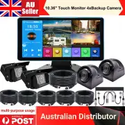 10.36" Touch Screen Monitor DVR 4x Front/Side/Rear View Camera 2ch Trailer Cable
