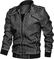 [Zylphorix] Men's Denim Jacket with Zip Up Front and Practical Pockets - Combining Fashion and Functionality for Daily Use