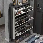 Shoe Cabinet with Flip Drawers - Tipping Bucket Shoe Storage Cabinet for Entryway - Free Standing Shoe Rack Organizer with Shelves(2 Layer,100cm)