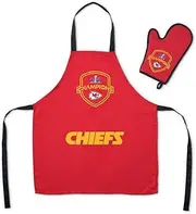 Northwest NFL Kansas City Chiefs Super Bowl LVIII Champions Apron & Oven Mitt Set, 24" x 28" Apron, 8" x 12" Mitt, Luminary Champs