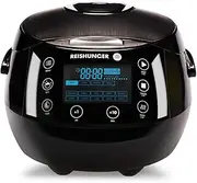 [Reishunger] Digital Rice Cooker & Steamer Black | 1.5 L for 8 People | Keep Warm Function, Timer & Premium Inner Pot | Multi Cooker, 12 Programmes, 7-Phase Technology