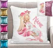 Ballerina Unicorn Cushion Cover - Personalised - Sequin Mermaid Pillow