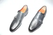 NEW SANTONI Dress Leather Shoes Monk Strap SIZE Eu 44 Uk 10 Us 11 (30R)