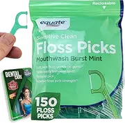 Equate Mint Flossers 150 Count and Vital Volumes Dental Tips Card Bundle