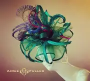Aimee Fuller Kentucky Derby Emerald Green Fascinator Hat Peacock Feather Frenzy