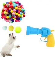 Cat Toy Gun Launcher,Armastuse 1 Pcs Cat Ball Launcher and 100 Pcs Cat Toy Balls, Plush Balls for Interactive Play & Hunting Instinct, Cat Toy Ball Launcher Gun for Cats