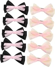 Yardwe 10pcs Grosgrain Bow Hair Clips for Cute Double Hair Accessories for Students for Everyday Wear and Parties