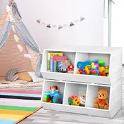 2 Tier Keezi Kids Toy Box Shelf Storage Cabinet Container Children Bookcase Organiser