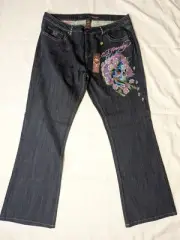 NEW Ed Hardy Jeans Womans 22 Y2K Embroidered Skull NWT