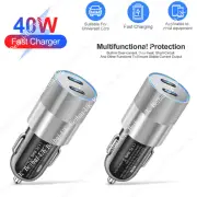 Dual USB C Port Fast Car Charger 40W PD Type C Adapter For iPhone 14 11 13 12 XR