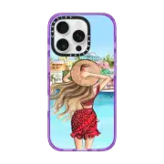 iPhone 16 Pro Impact Case Vacation Girl (Fair Complexion) Fashion Illustration Case