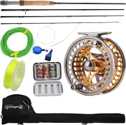Fly Fishing Rod Reel Combos w Lightweight Portable Fly Rod and CNC-Machined Reel