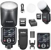 GODOX V100N Flash V100-N 100w Round Head Touchscreen Light for Nikon,2.4G Wireless with External Flash and Global Shutter Speedlite Sync 1/80000s with VB30